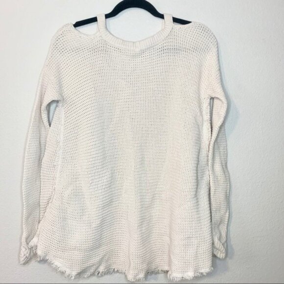 Free people cold shoulder sweater knit long sleeve small cream boho - Picture 13 of 13